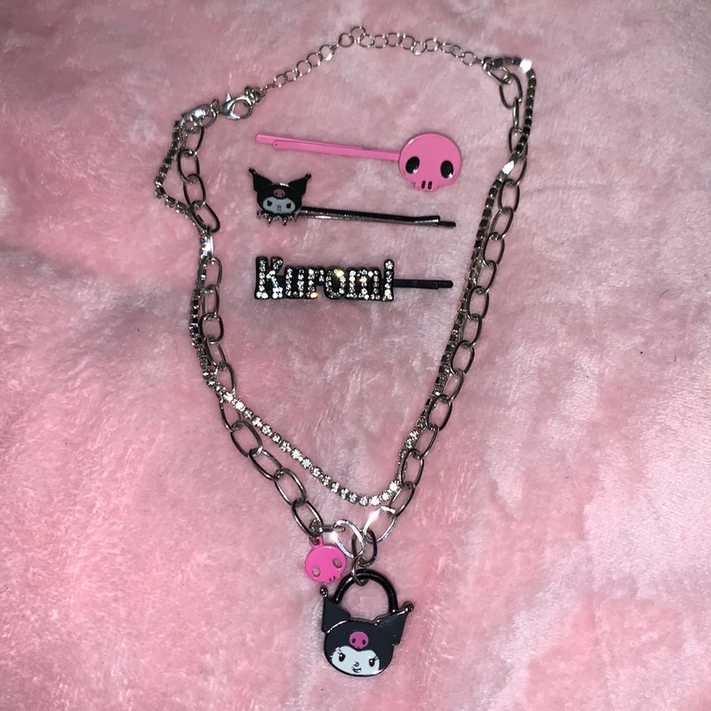 Kuromi jewelry necklace and bobby pins